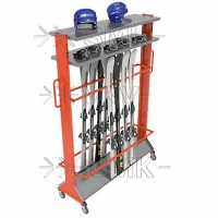 стеллаж для горных лыж змк премиум с полками, моб, 2-сторон, на 32 пары