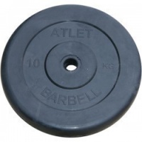 диск обрезиненный mb barbell atlet 26 мм 10 кг. черный