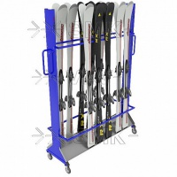 стеллаж для горных лыж змк премиум, мобильный двухсторонний, на 38 пар