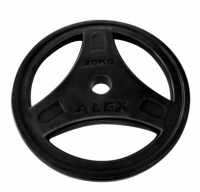 диск обрезиненный черный, d 51 20 кг alex p-rob